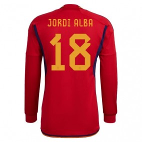 Spanien Jordi Alba 18 2023/2024 Hjemmebanetrøje Langærmet